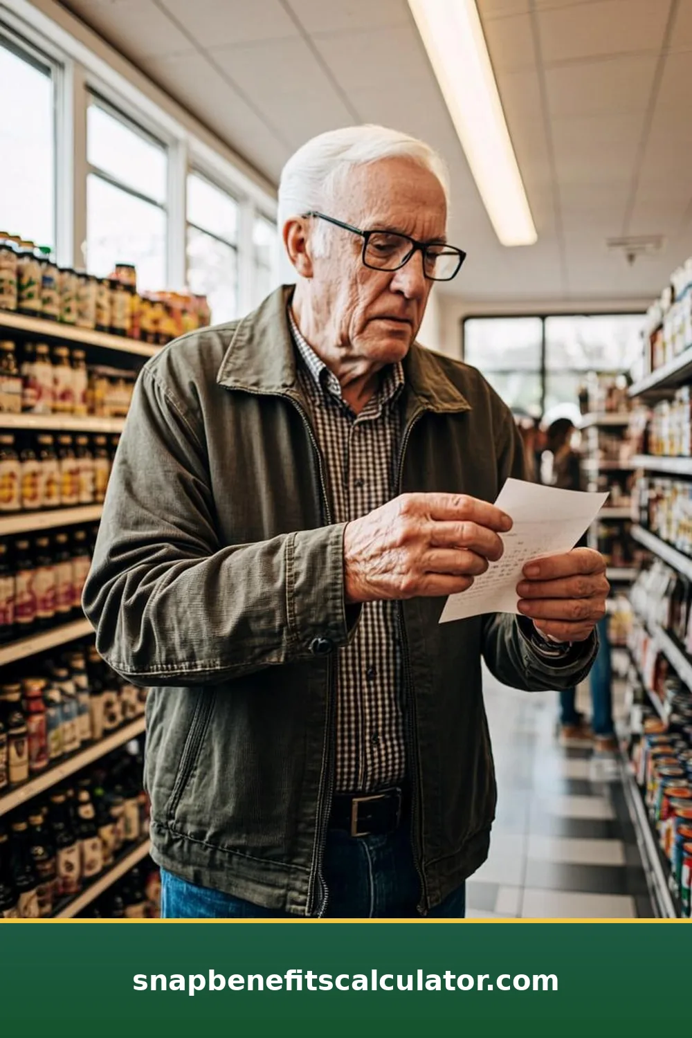 Senior comparing food labels while shopping