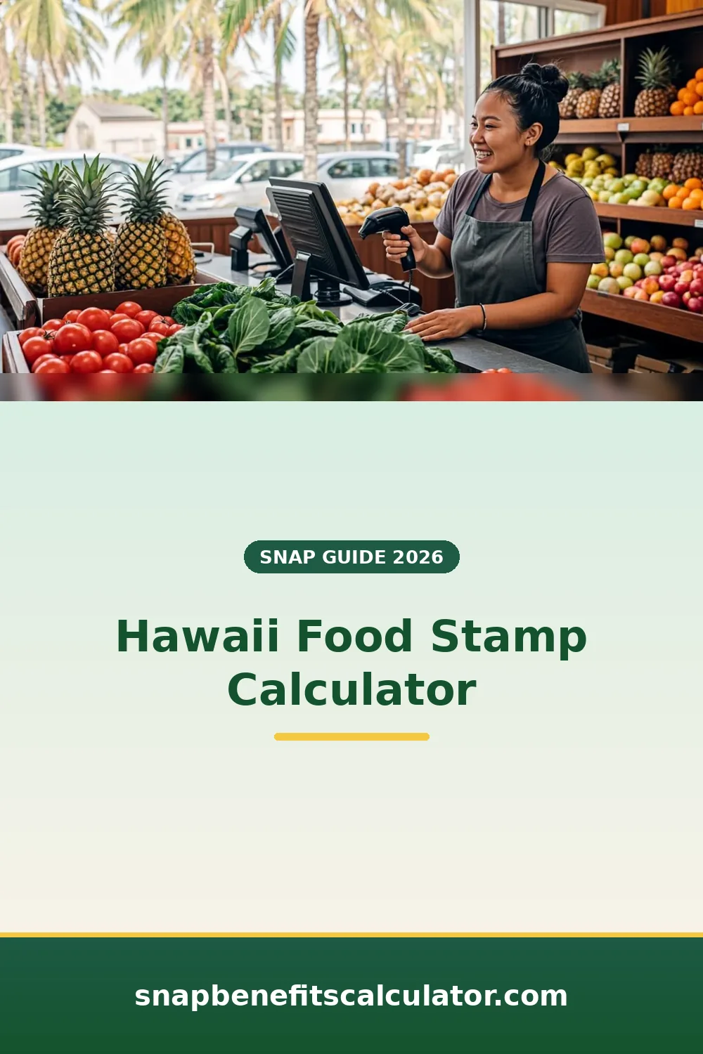 Tropical produce at a Hawaiian market checkout
