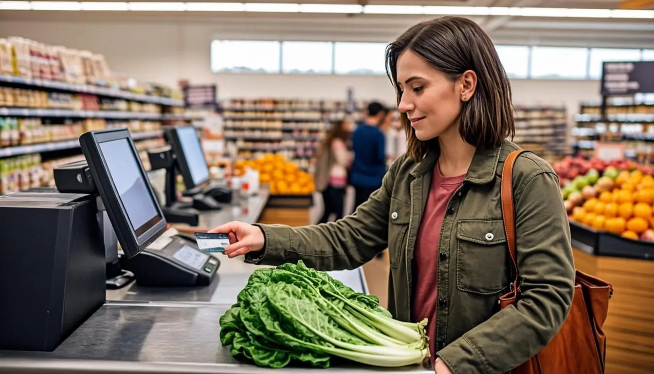 Oregon shopper paying with an EBT card at a supermarket checkout
