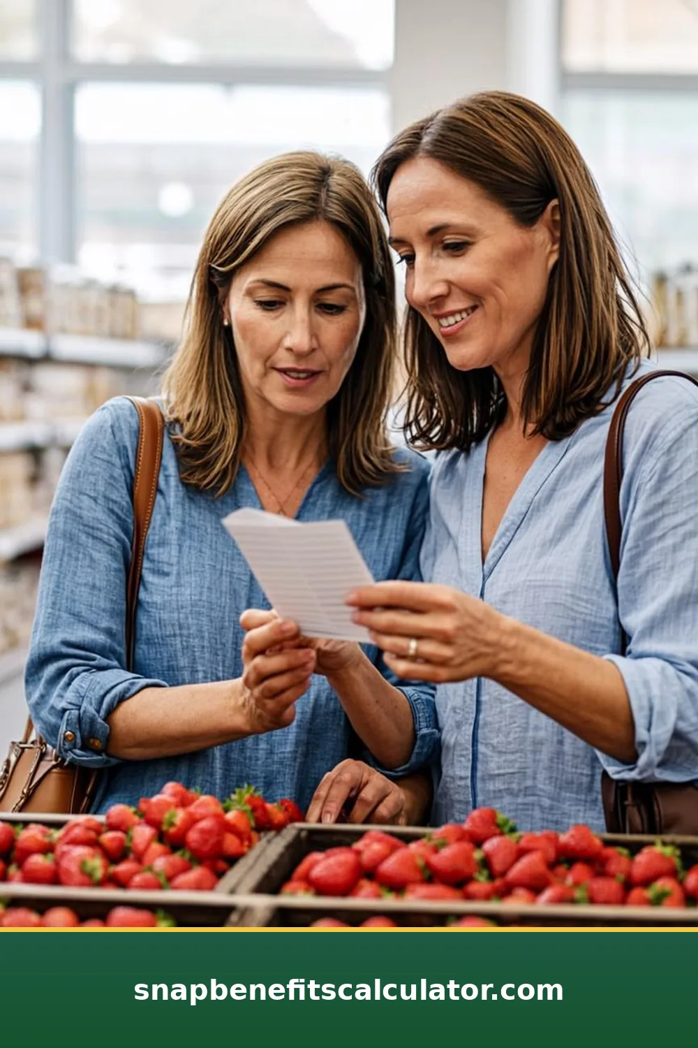 Two roommates reviewing a grocery shopping list together in a kitchen
