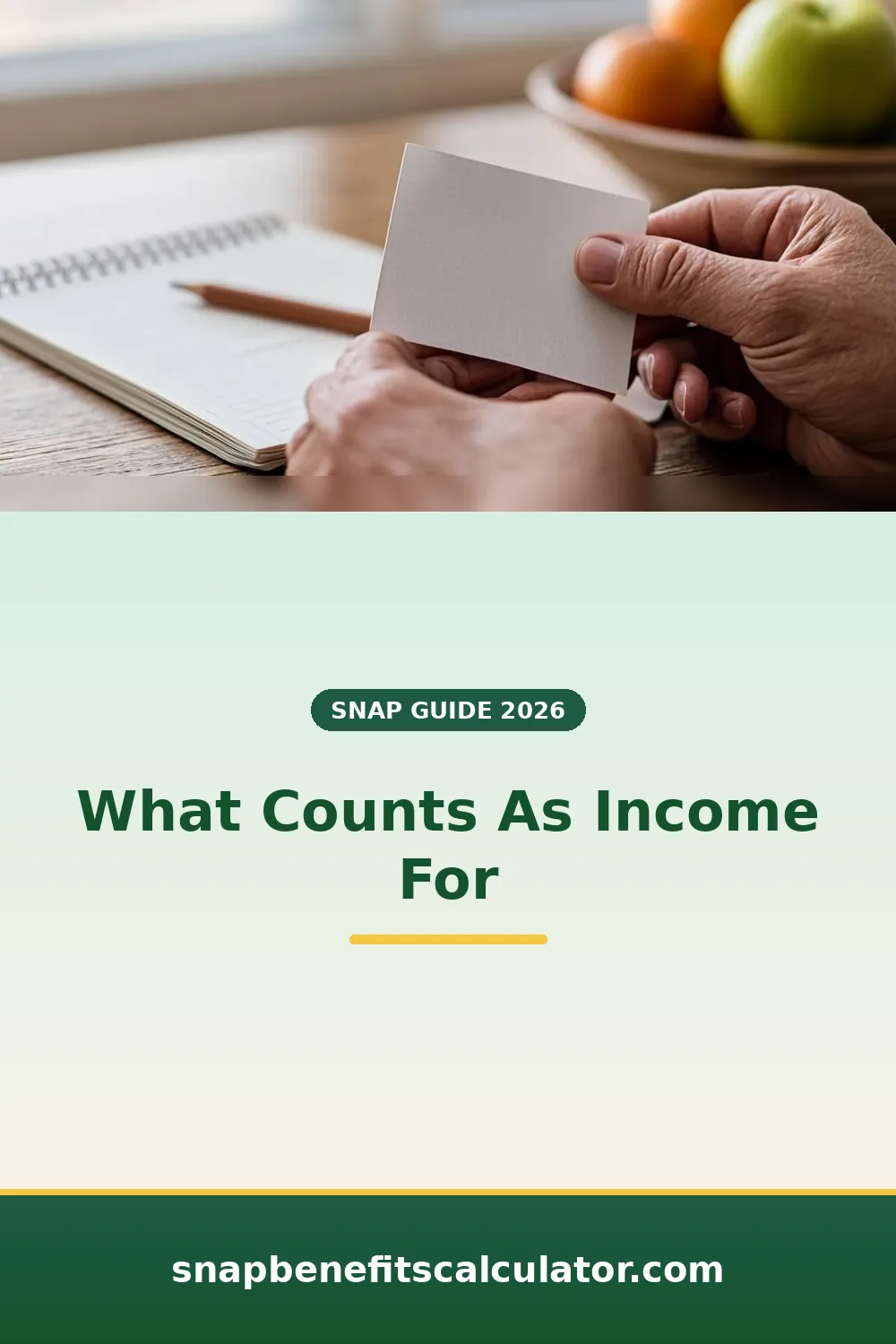 Hands sorting receipts and cash on a desk while reviewing which money counts for SNAP