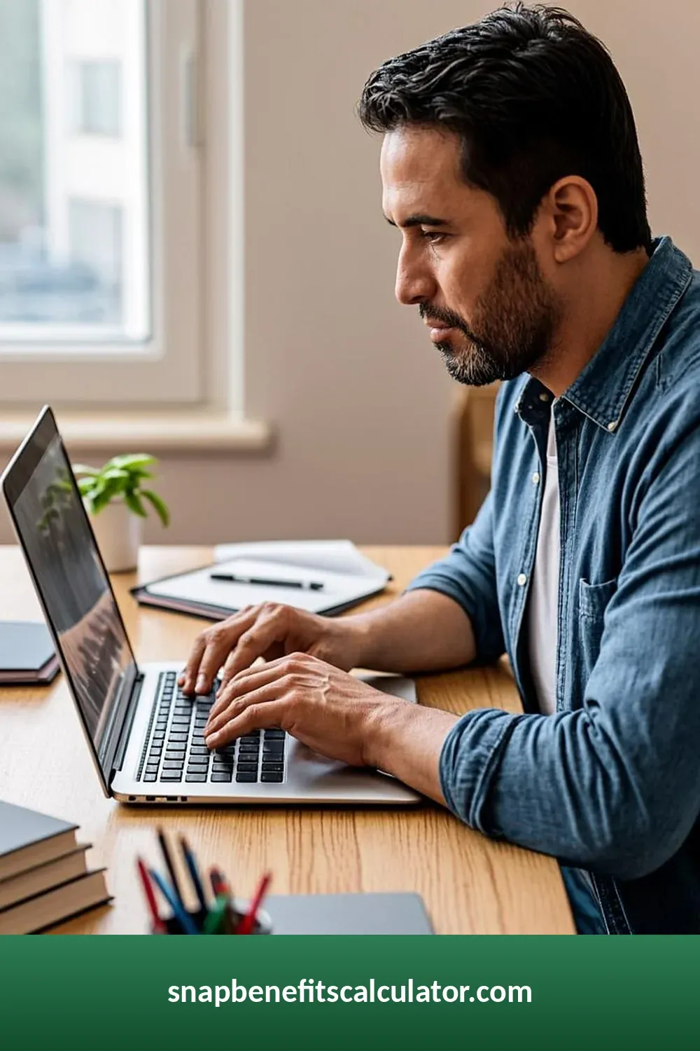 Man applying for Illinois SNAP on the ABE portal through his laptop